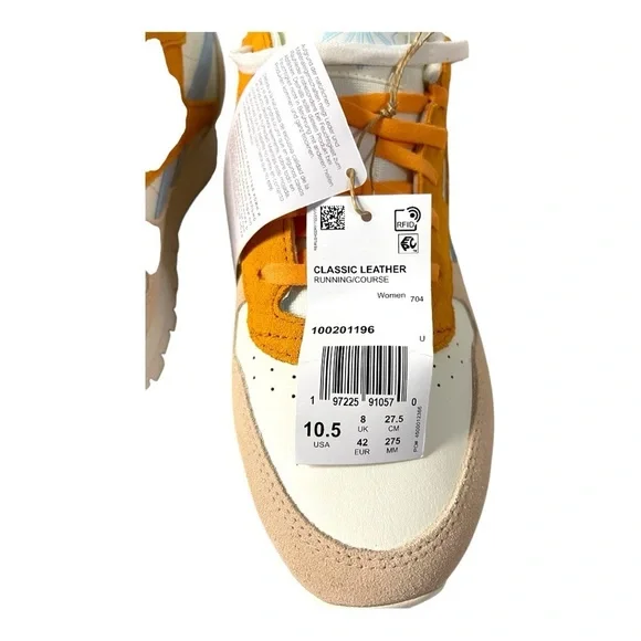 Reebok Classic Leather Sneakers Women’s Size 10.5 – Chalk / Vital Blue / Orange - Picture 8 of 9